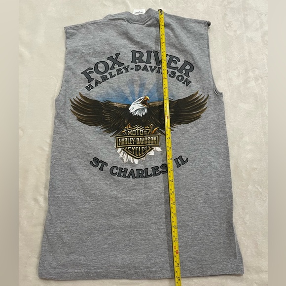 Harley Davidson Y2K Grunge Skull Cut Off T Shirt Small 2009 Hanes Beefy T - Picture 5 of 5